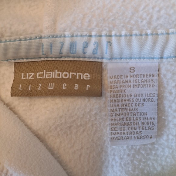 Liz Claiborne Lizwear White Fleece Hoodie Pullover Women’s Small - Picture 3 of 4